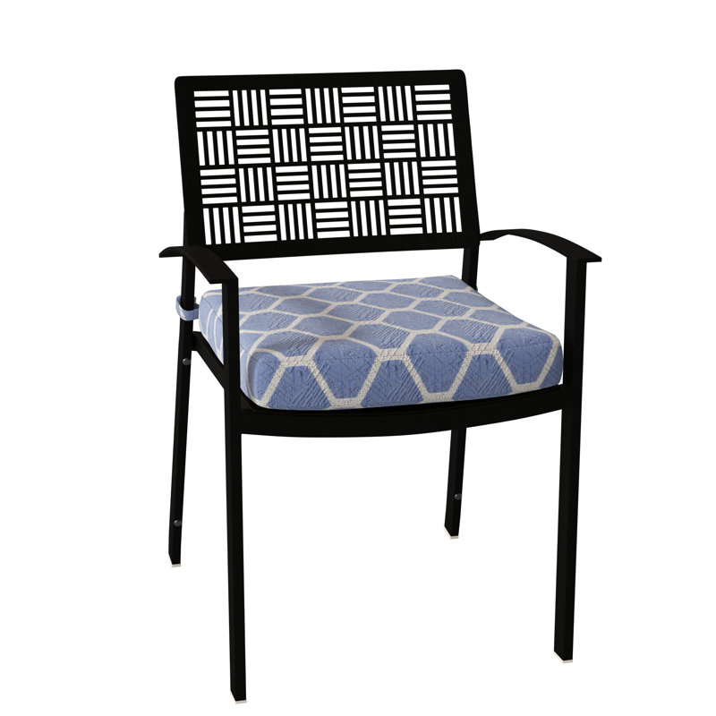 New Century Outdoor Dining Armchair, Textured Black, Spectrum Denim Sunbrella® Plainweave