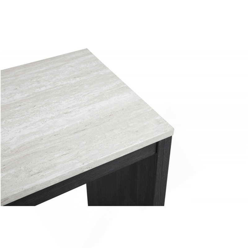 47 In. Faux Marble Sled Counter Height Dining Table (Seat For 2), Wood Frame Bar Table, Black/Beige