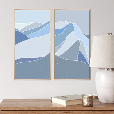 «Vintage Landscape in Shades of Blue I», ensemble de 2 reproductions