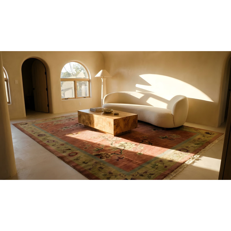 Tapis rose antique en laine Art déco