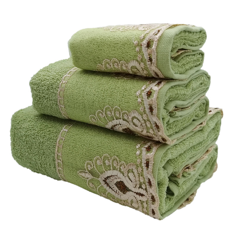 Ensemble de serviettes 100% coton 3 pièces Carli, Vert