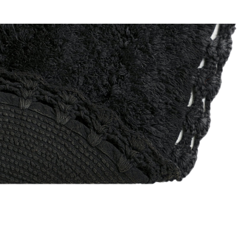 Schrick Bath Rug with Non-Slip Backing, Black
