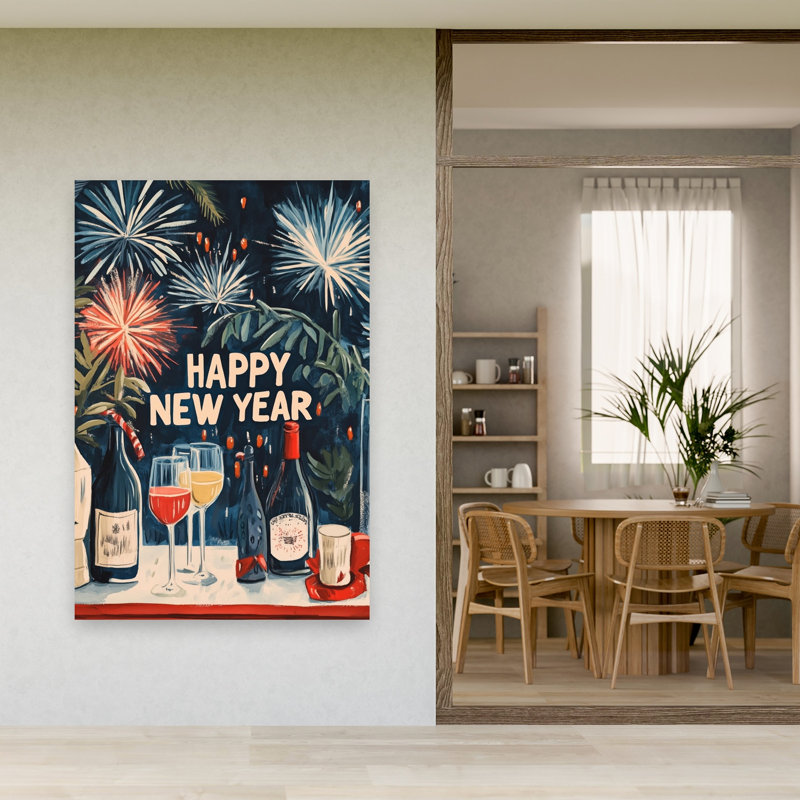 New Year Cheers Contemporary Wall Art Print by Treechild - Wrapped Canvas Print, 152.4cm H x 101.6cm W