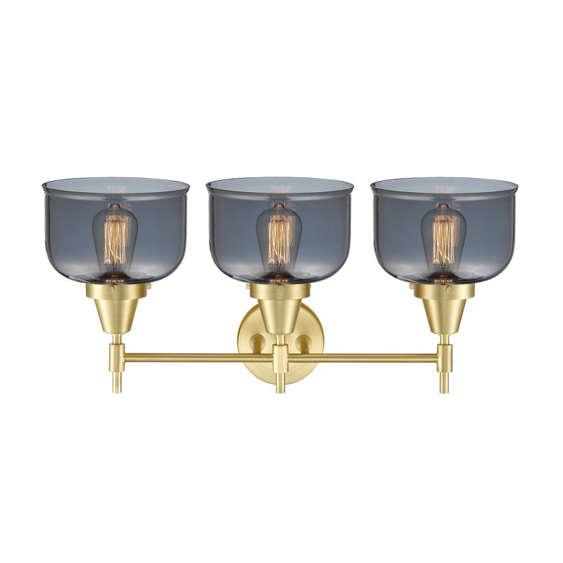 Éclairage pour meuble-lavabo à 3 lumières à intensité variable Gayle, Laiton satiné, Ampoule DEL rétro 4 watts