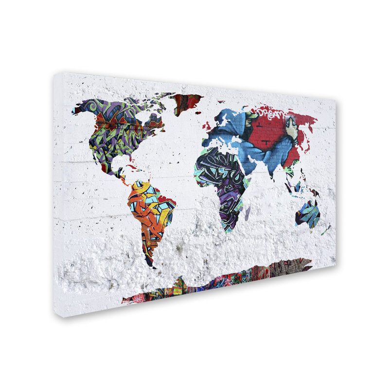 « map graffiti », reproduction d’impression sur toile tendue, H 12 po x l 19 po x P 2 po