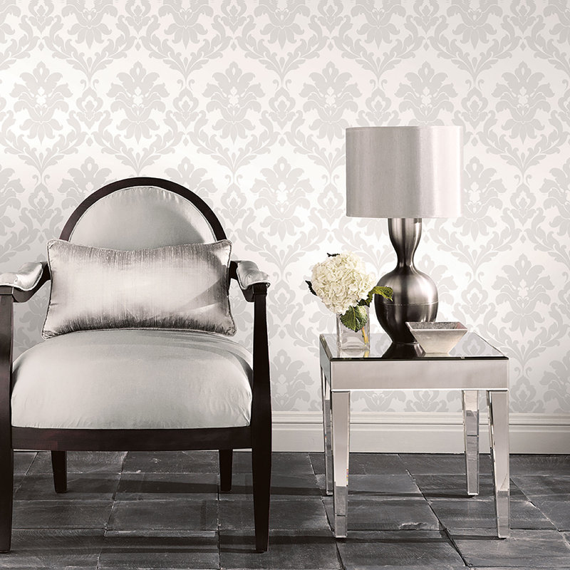 Positano 10m x 52.8cm Matte Wallpaper Roll, Off White/Grey