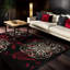 Tapis rouge en laine noir touffeté à la main Doninic-23286702