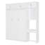 Lit escamotable double pleine grandeur avec bureau, armoire supérieure et tablettes de rangement, lit pliant peu encombrant, blanc-1118159737
