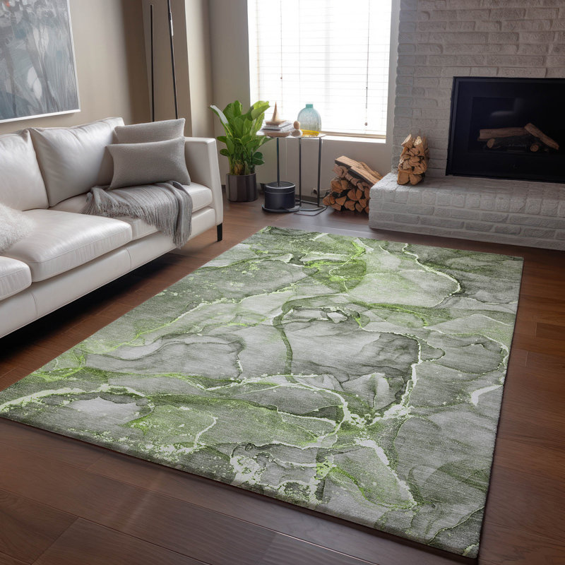 Tapis vert Cerrito AMF519 lavable à la machine de qualité supérieure, Rectangle 5 pi x 7 pi 6 po