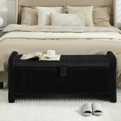 44'' W Corduroy Upholstered Storage Ottoman Bench with Safety Hinge