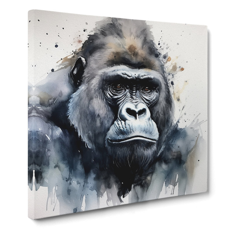 Gorilla Watercolour - Wrapped Canvas Square - Wrapped Canvas - Framed Print, 50cmH x 50cmW