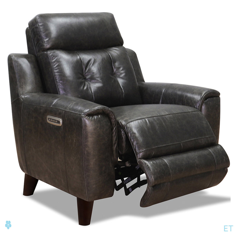 Fauteuil inclinable électrique sans gravité, Cuir véritable gris foncé