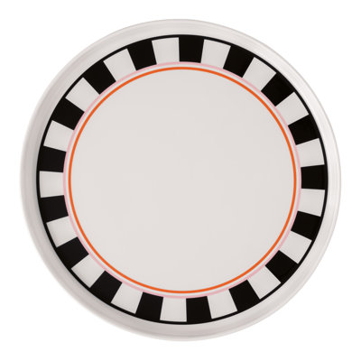 Plateau de service Villeroy & Boch Memphis, porcelaine de qualité supérieure, fabriqué en Allemagne, va au lave-vaisselle et au micro-ondes, plateau de présentation, 13 po de diamètre, multicolore au design emblématique avec des accents orange