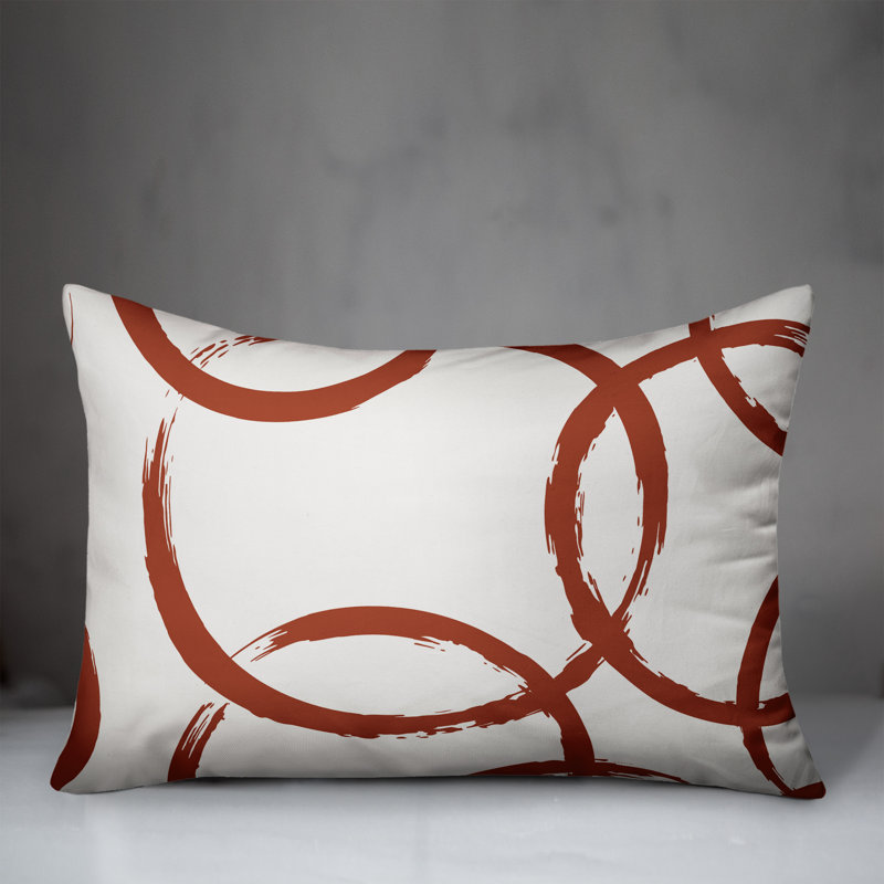 Ducret Geometric Outdoor Reversible Throw Pillow, Orange/Red