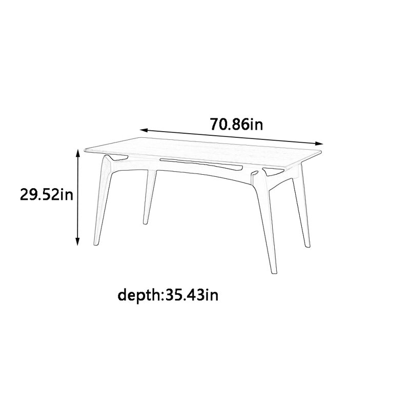 Solid wood design dining table, 29.52"H x 70.86"L x 35.43"W