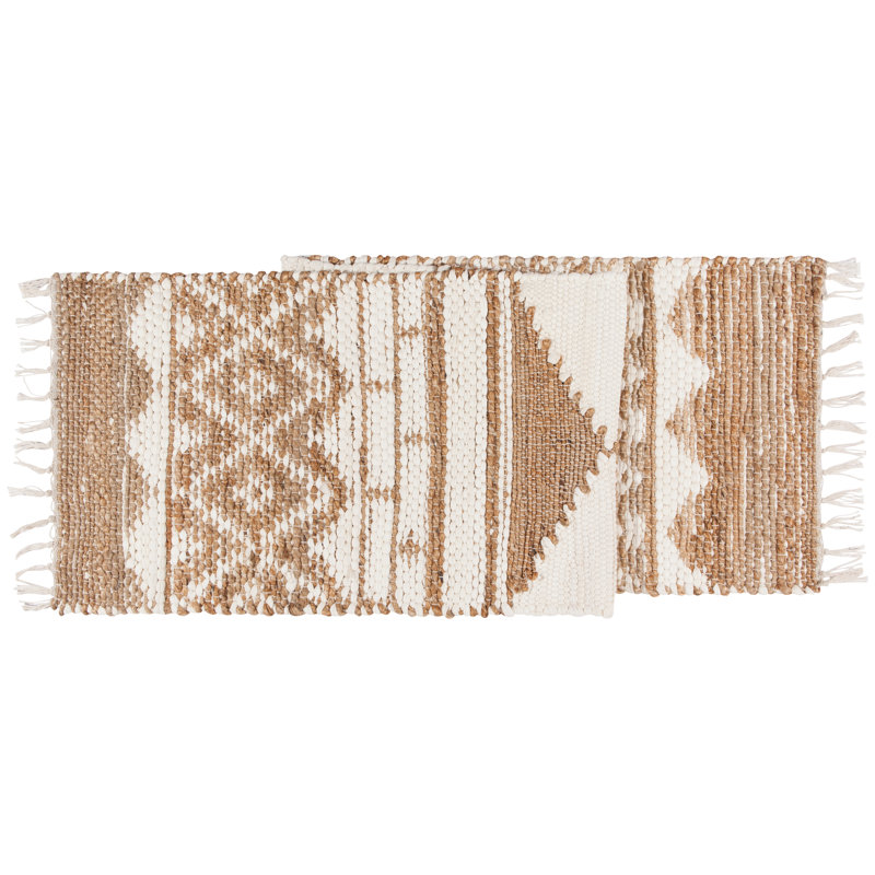 Teremba Geometric Cotton Blend Table Runner, Brown