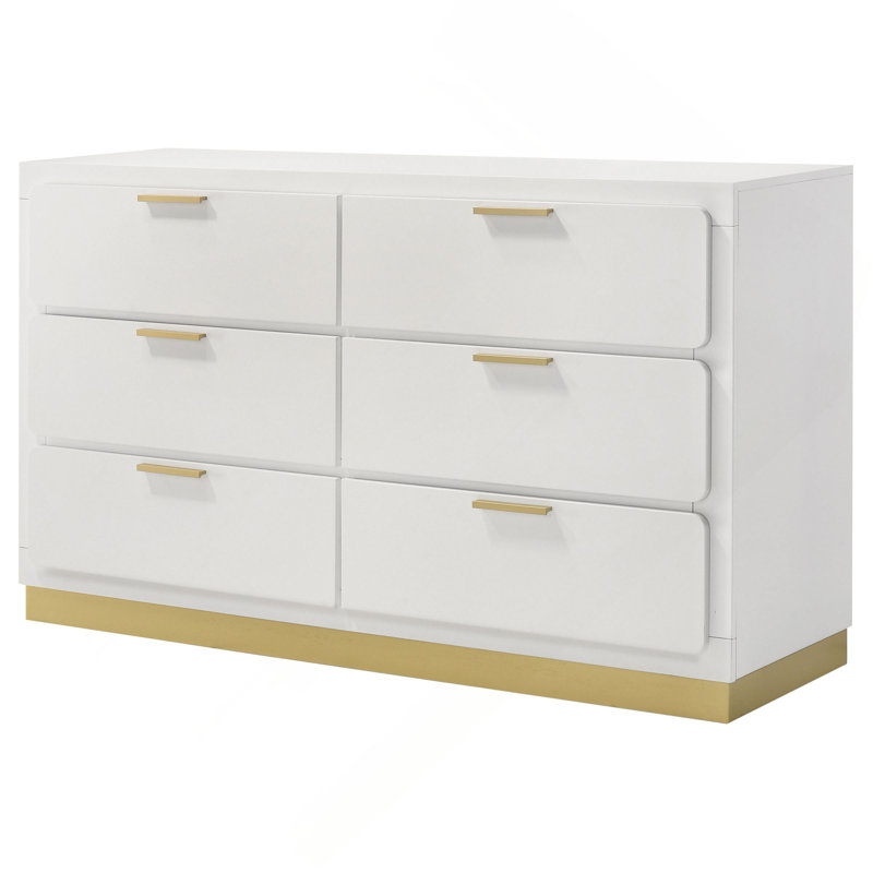 Commode de chambre à 6 tiroirs, Blanc