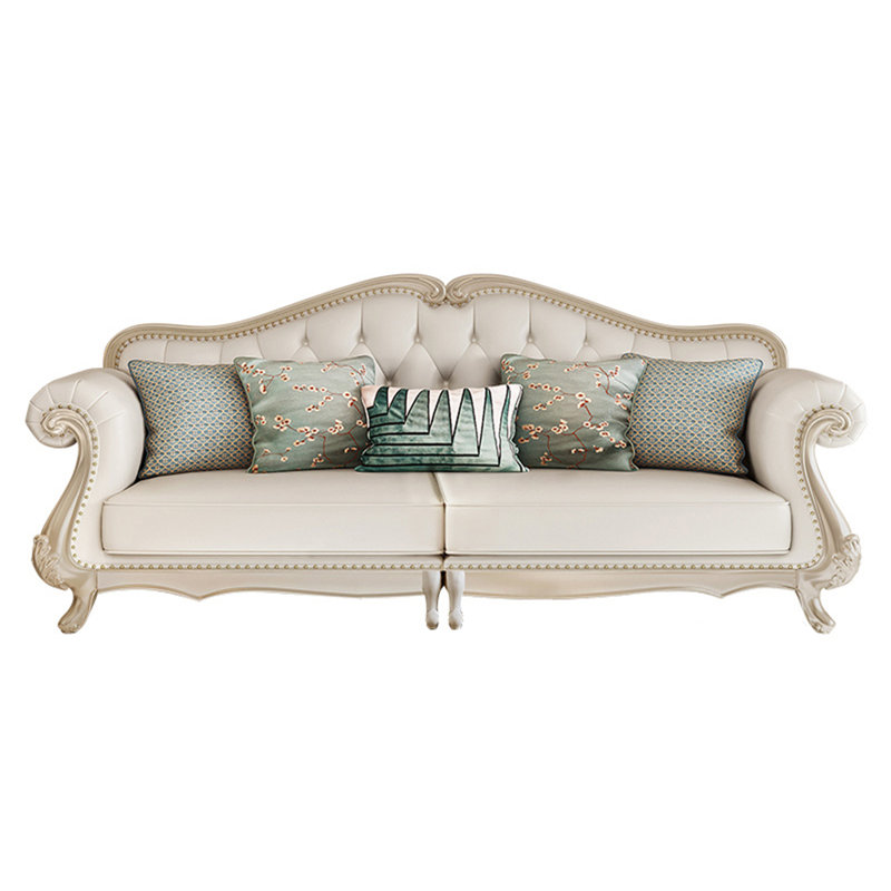 Canapé à accoudoirs roulés en cuir véritable, H 39,3 po x l 91,3 po x P 35,4 po