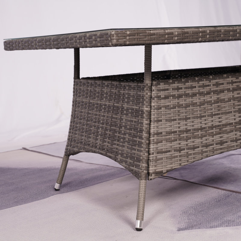 Table de salle à manger d'extérieur grise en aluminium et verre trempé 5 mm, Gris