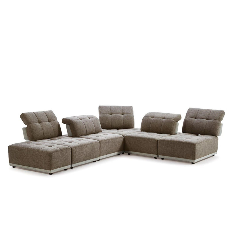 Lunaria - Modern Brown & Beige Fabric Modular Sectional Sofa