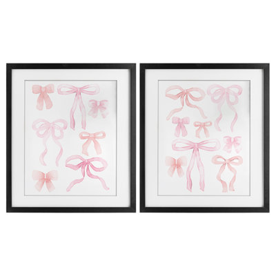 Elegant & Soft Bows 2pc Framed Print Under Glass Set, design by Kim Allen