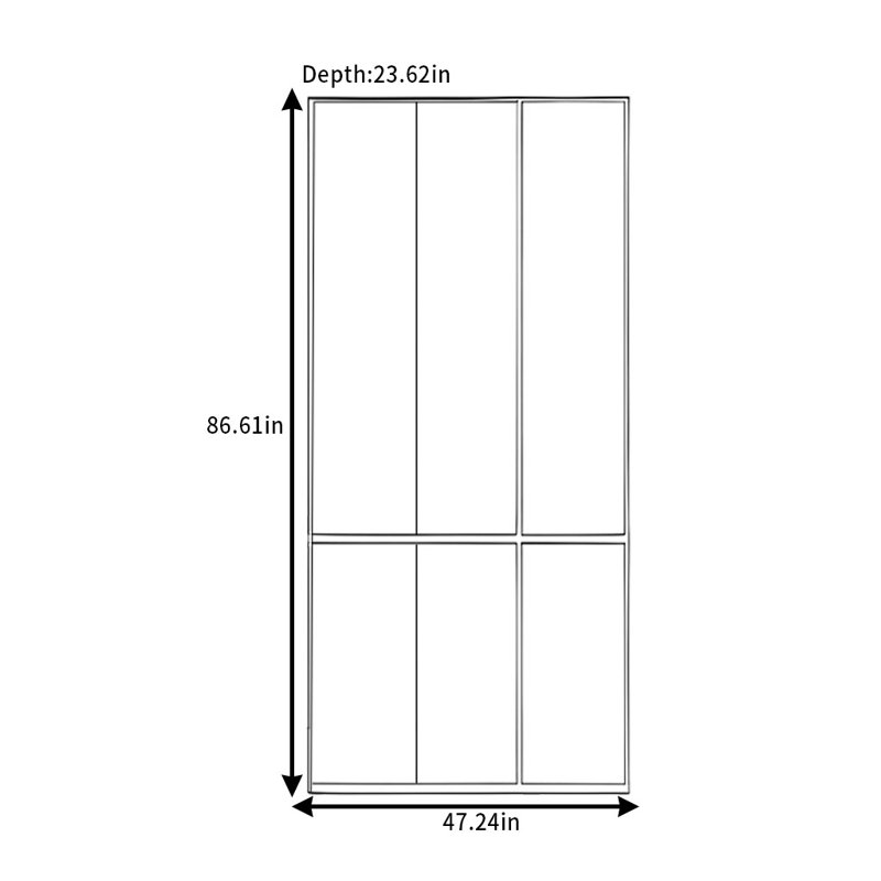 Retro Bone Line Wardrobe, 86.61" H x 47.24" W x 23.62" D