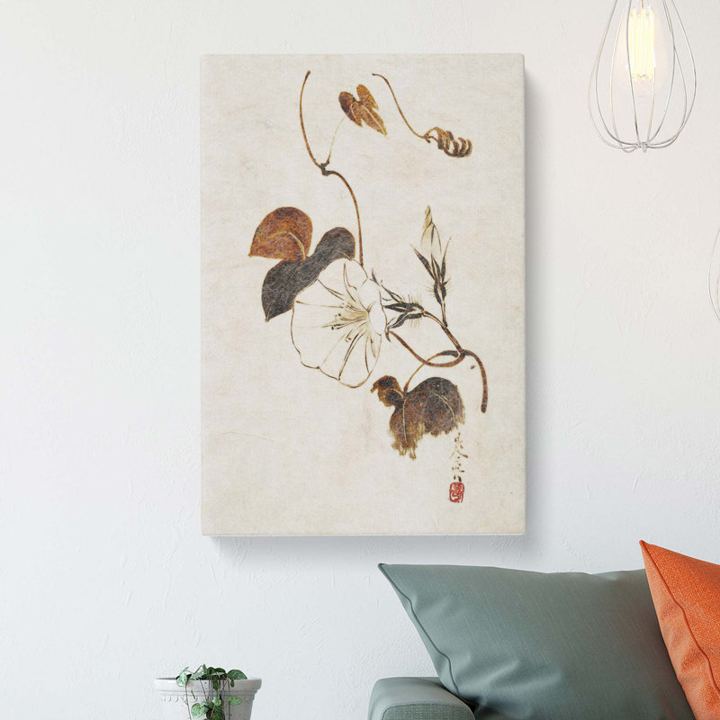 Morning Glory Flower by Shibata Zeshin - Wrapped Canvas Painting, 50cm H x 35cm W x 3cm D