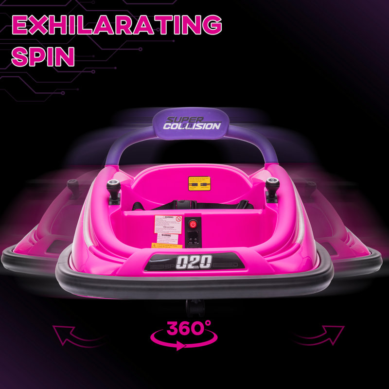 Pink 12V Electric Ride-On Bumper Car with Remote