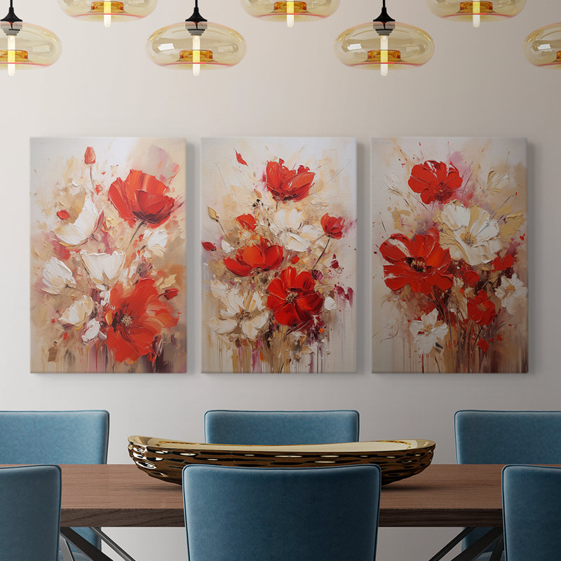 Floral Study Series CIX - Ensemble de toiles tendues avec châssis Premium - Prêt à être accroché