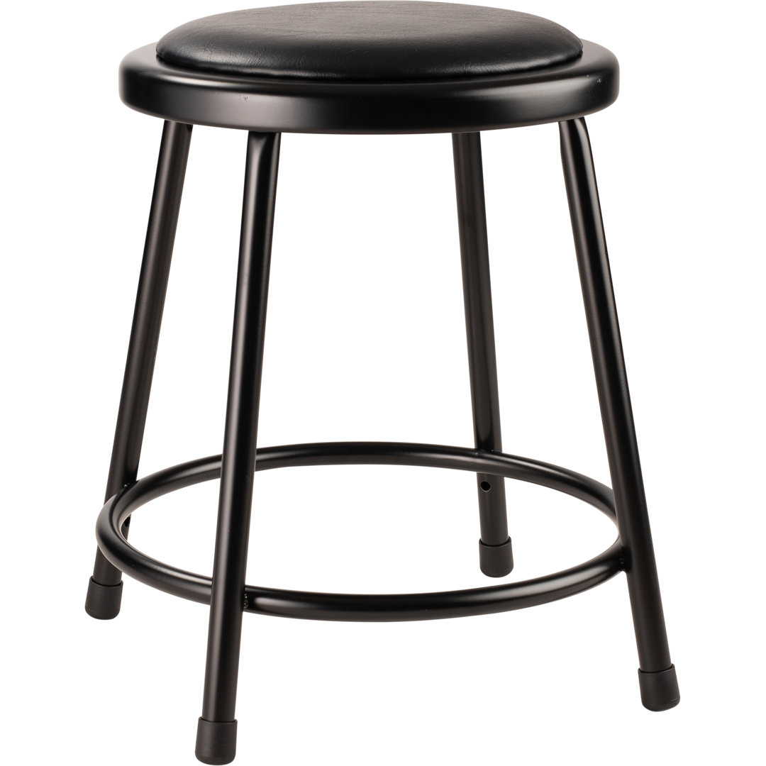 6400 Series Heavy Duty Vinyl Padded Steel Lab Stool with Footing National Public Seating Seat Height: 18" H, Frame Finish: Black