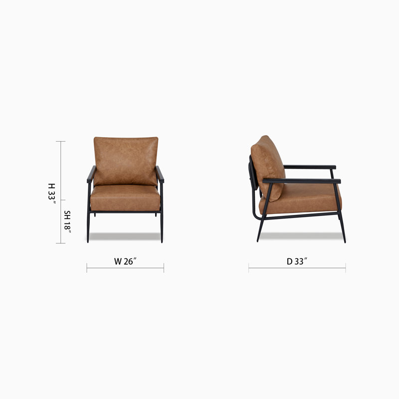 Fauteuil en cuir Vernon, Cuir végétalien brun Bechtold