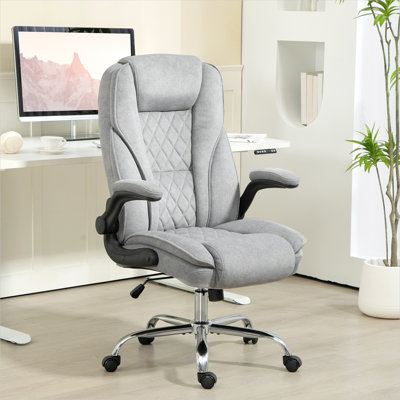 Bureau en velours gris (polyester 100) avec revêtement en velours, siège pivotant et conception réglable, 10,9 po