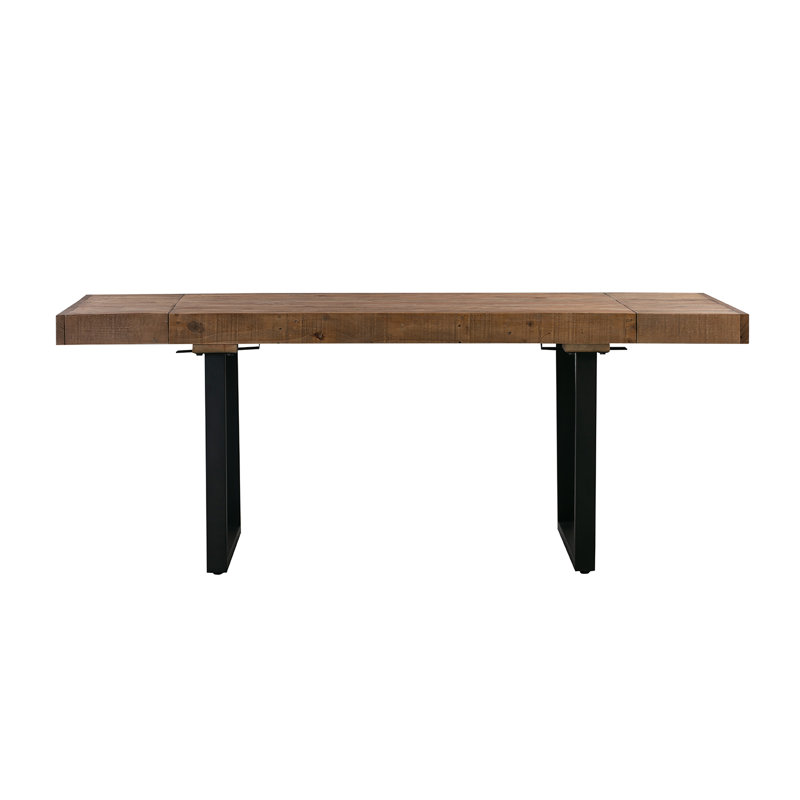Kennon Pine Solid Wood Top Metal Base Dining Table