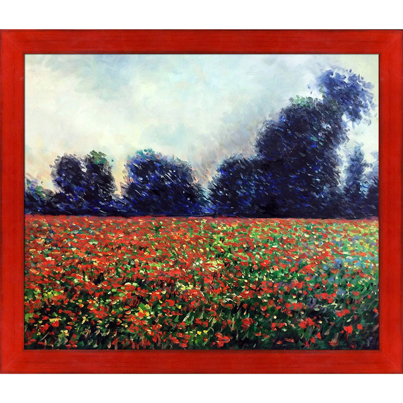Coquelicots à Giverny par Claude Monet - reproduction d'art sur toile encadrée, H 23,5 po x l 27,5 po x P 2 po