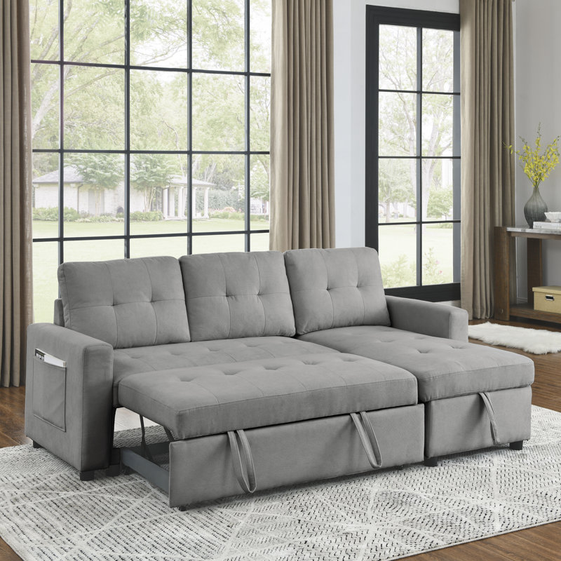 Canapé-lit modulaire réversible avec rangement Koa, Tissu gris