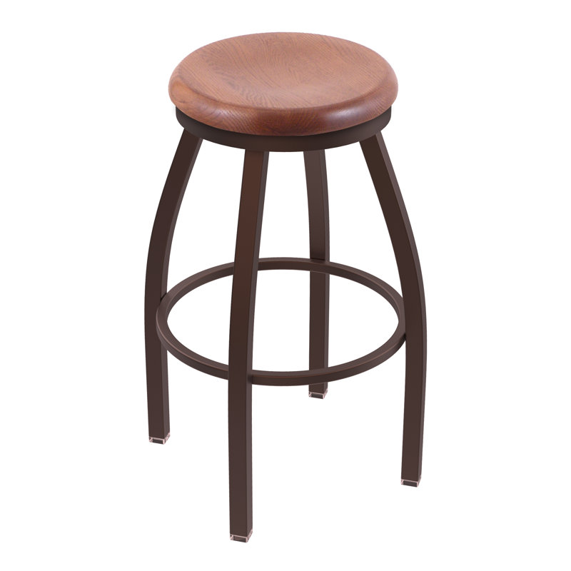 802 Misha Swivel Bar Stool, Bronze, Medium Oak, Extra Tall (36" Seat Height)