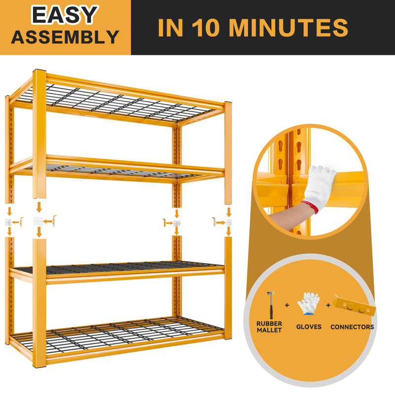Étagère de garage robuste à 4 niveaux Lytarra, tablettes de rangement réglables de l 40 po pour la cuisine de garage