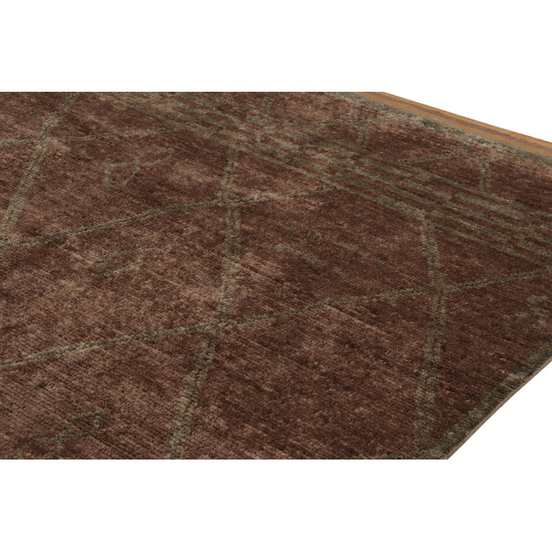 Moroccan Hand Knotted Wool Geometric Area Rug in Browne, Rectangle 8' x 10'
