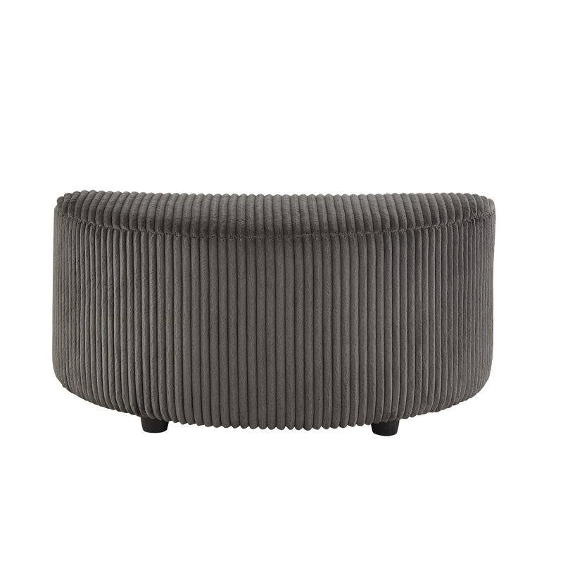 Doniphan Wale Corduroy Crescent Moon Ottoman, Beige