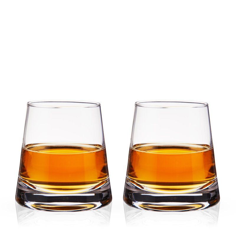 Viski Burke Lead-Free Crystal Tapered Whiskey Glasses, Set of 2