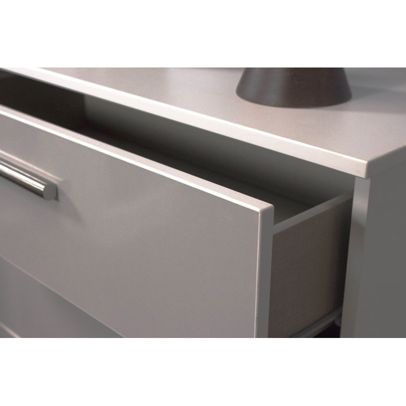 Fully Assembled Chesler 2 Drawer Bedside Table, Grey