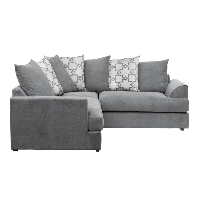 Floriberto 5 Seater Standard Corner Sofa with Ottoman, Grey Polyester