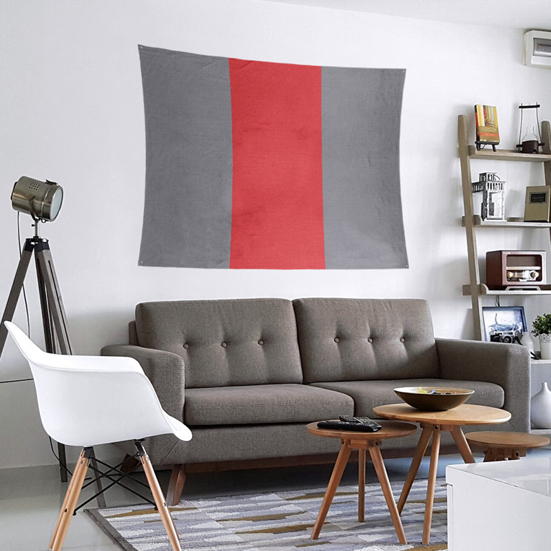 Tapisserie en polyester Carolina, H 27,5 po x l 37,5 po, Gris mat / rouge / gris mat