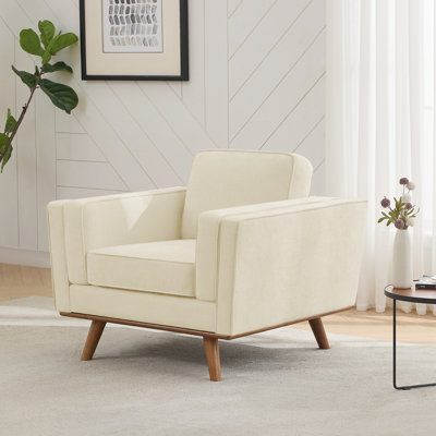 Inayat Chenille Armchair With Solid Wood Legs by George Oliver