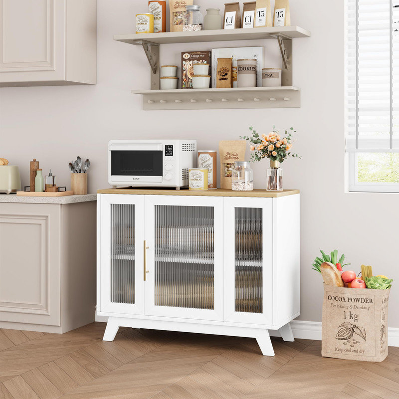 Armoire de rangement 36 pouces avec portes en verre et tablettes réglables pour la cuisine de salle à manger ou de salon