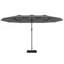 Parasol de patio à double face avec base et lumières solaires à DEL