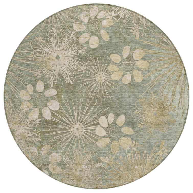 Machine Washable Indoor/Outdoor Kaczor ACN2225 Floral Rug