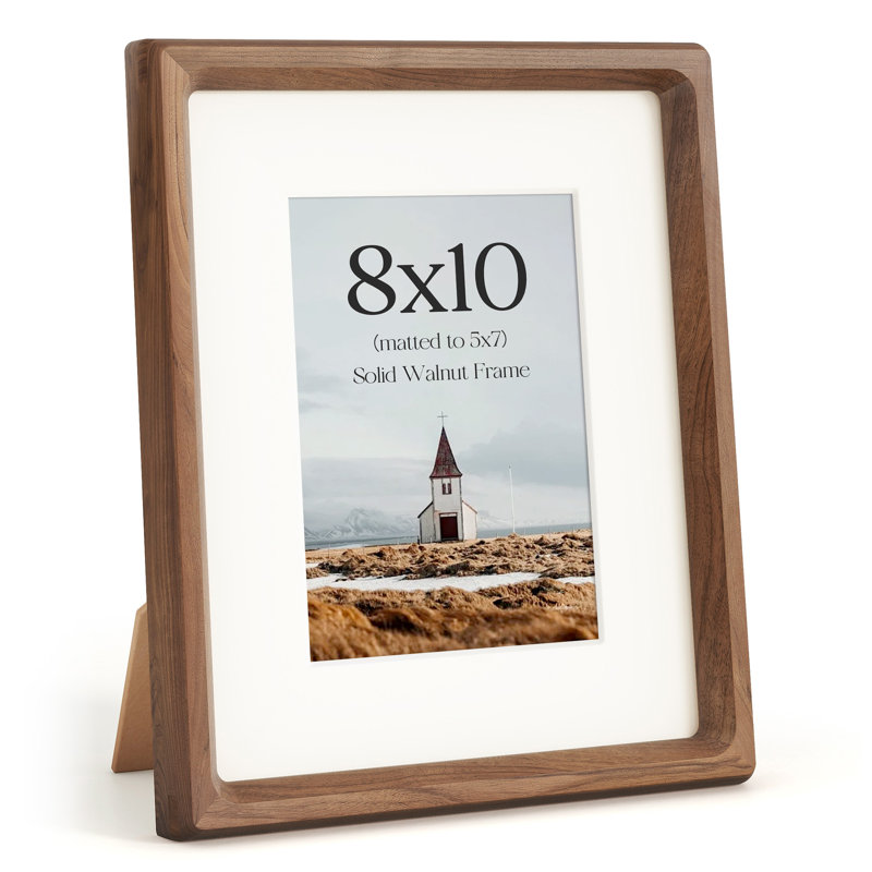 Cadre photo en bois massif avec passe-partout, Walnut, 8" x 10" Matted to 5" x 7"
