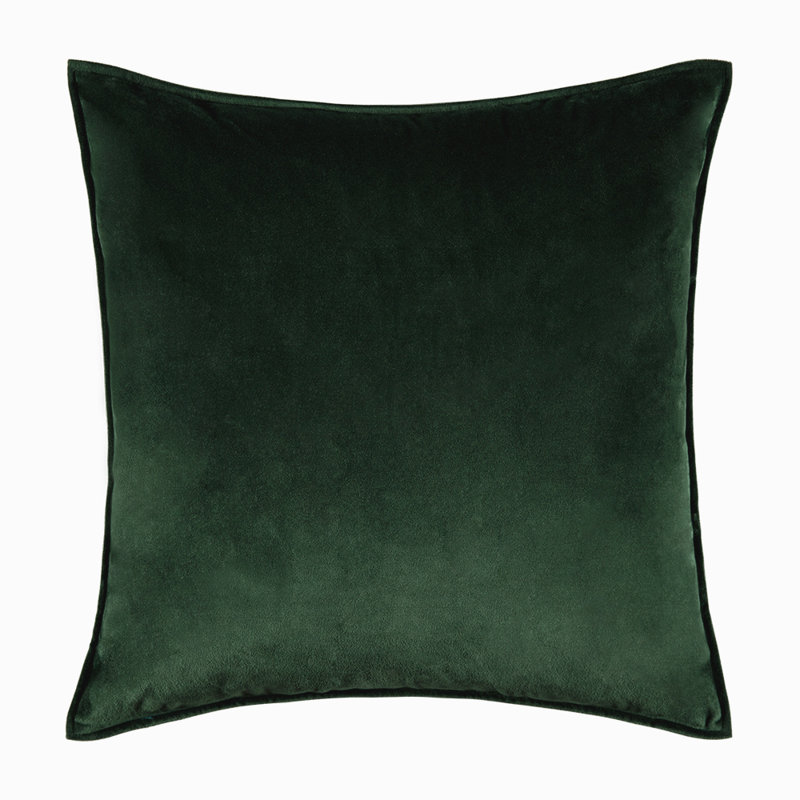  Square Velvet Pillow Cover & Insert, Dark Green, 18"H x 18"W