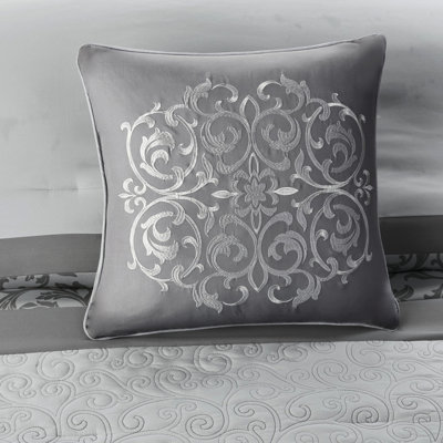 Grey King 8 Piece Comforter - Embroidered Luxury Style & Printed Details Machine Washable Home Bedding